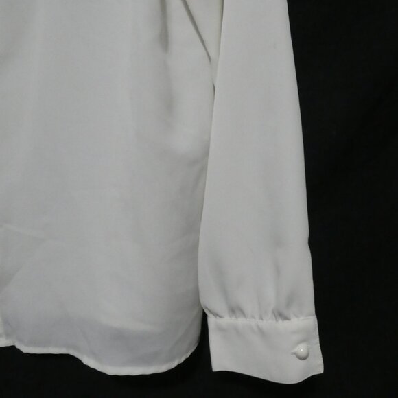 SUSAN HUTTON | size 14 | Elegant White Dress Shirt | Shoulder Pads | Polyester - Picture 8 of 14